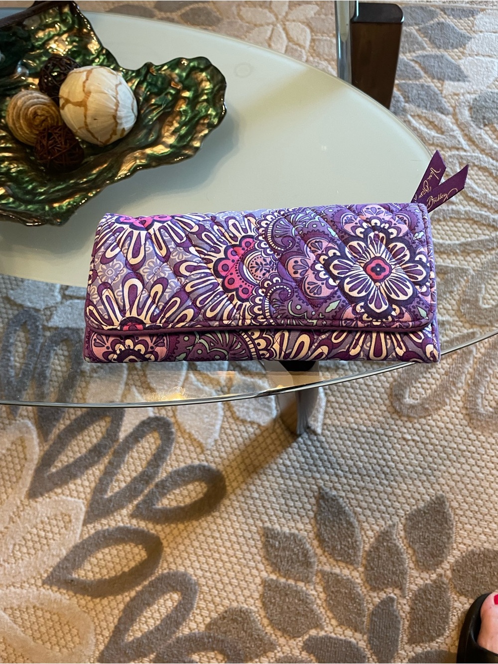 Vera Bradley Purple Pink Paisley Quilted Wallet